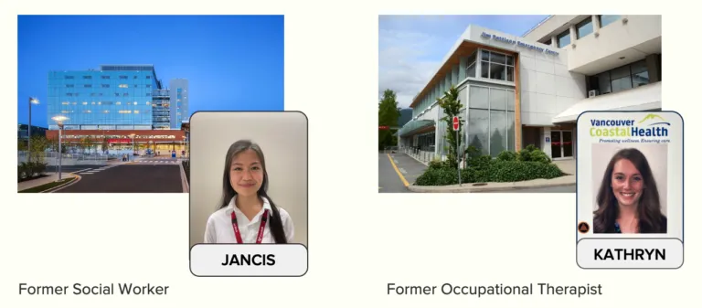 showing Jancis and Kathryn's work places in the surrey memorial hospital and lion's gate hospital.